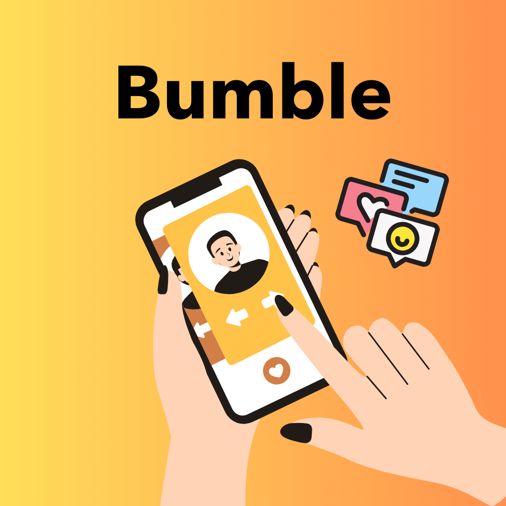 illustration of a bumble dating application.