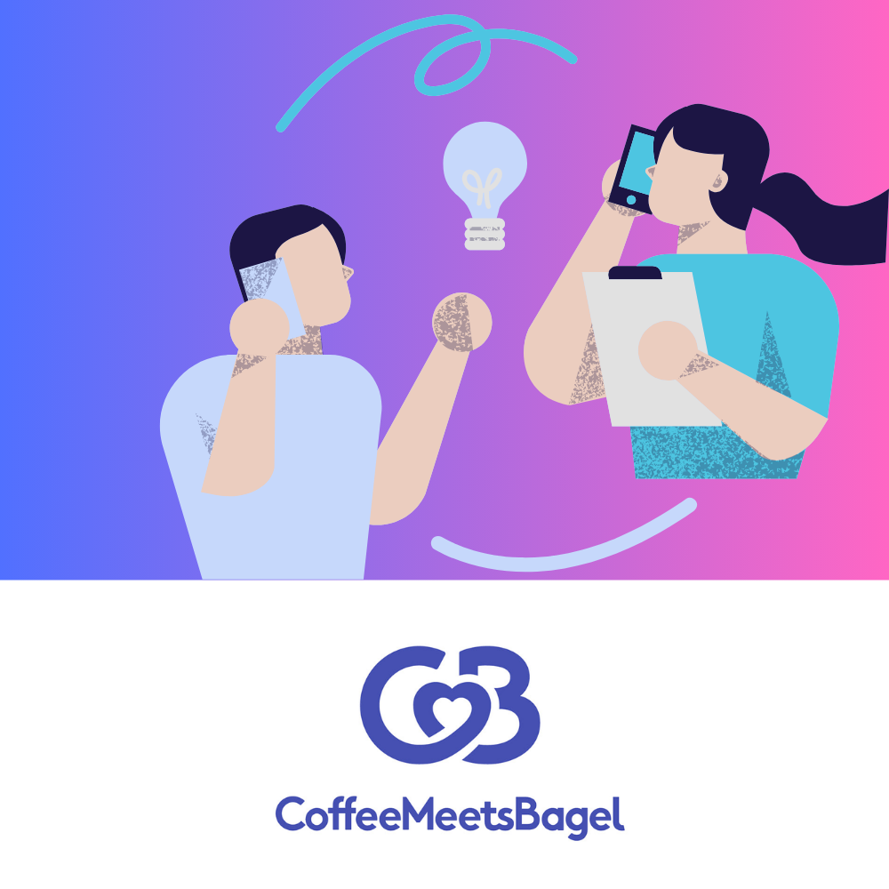 An illustration of the "Coffee Meets Bagel" dating app logo.